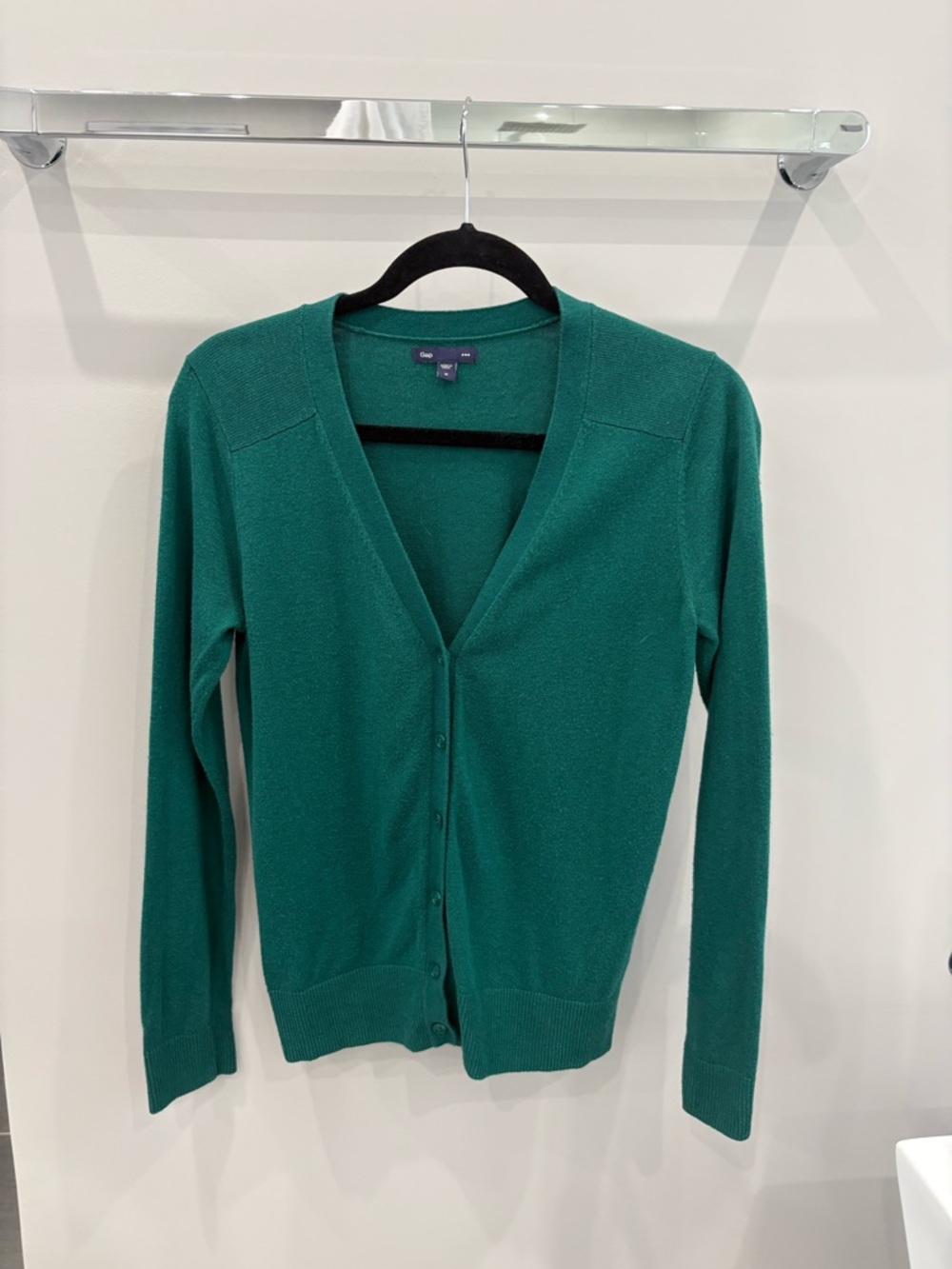 GAP Emerald Green V-Neck Button Cardigan